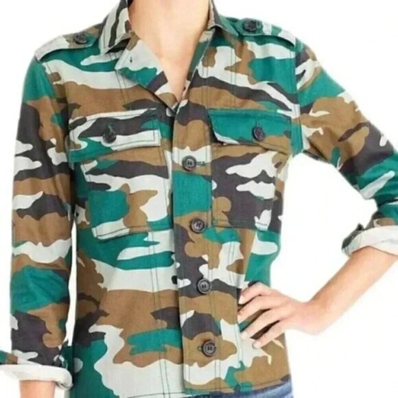 J.Crew Mercantile Camo Utility Shacket Green Brown Size Small - Picture 4 of 16
